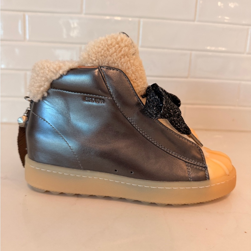 Coach High Top Hikers in a metallic gunmetal finish size 5B